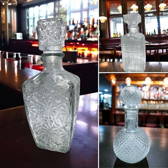 32 oz. Decanter l Stopper l 3 Beautiful Styles l Glass l Home Kitchen Bar l New - Picture 1 of 15